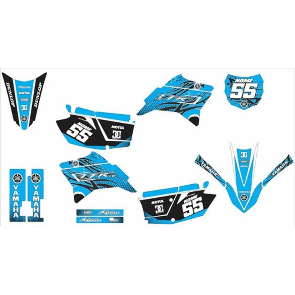 Kit Adesivo Moto Cross Trilha Ttr 230 Azul E Preto Lm168
