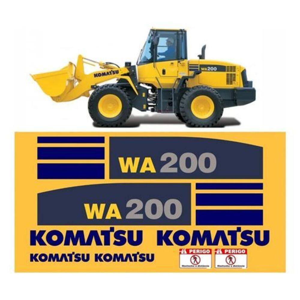 Kit Adesivo Pá Carregadeira Komatsu Wa200 + Etiquetas Mk