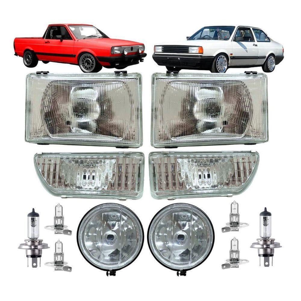 Kit Farol Principal Milha Para Saveiro Voyage 87 A 90 Vidro