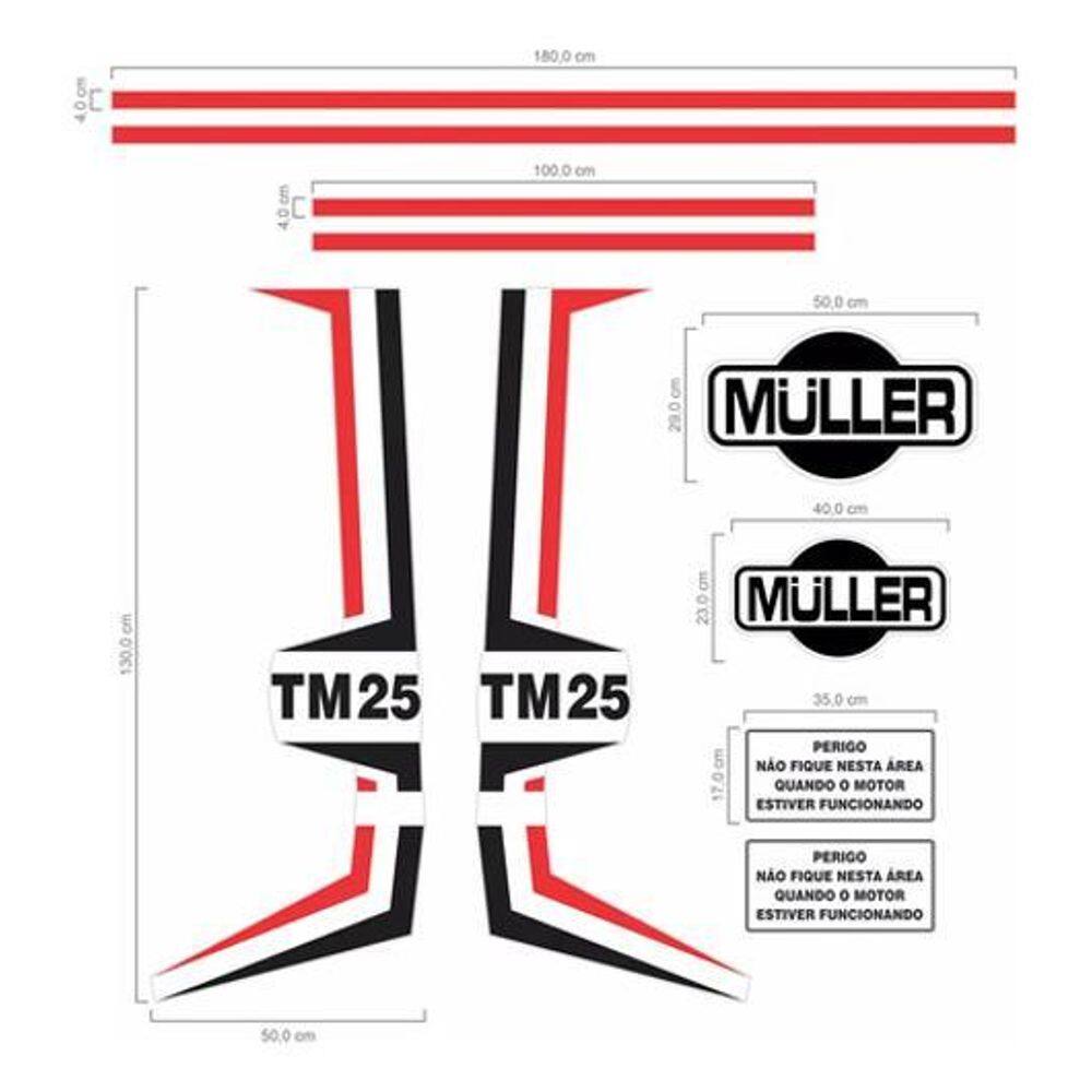 Kit Adesivos Faixas Adesivas Emblemas Trator Muller Tm25