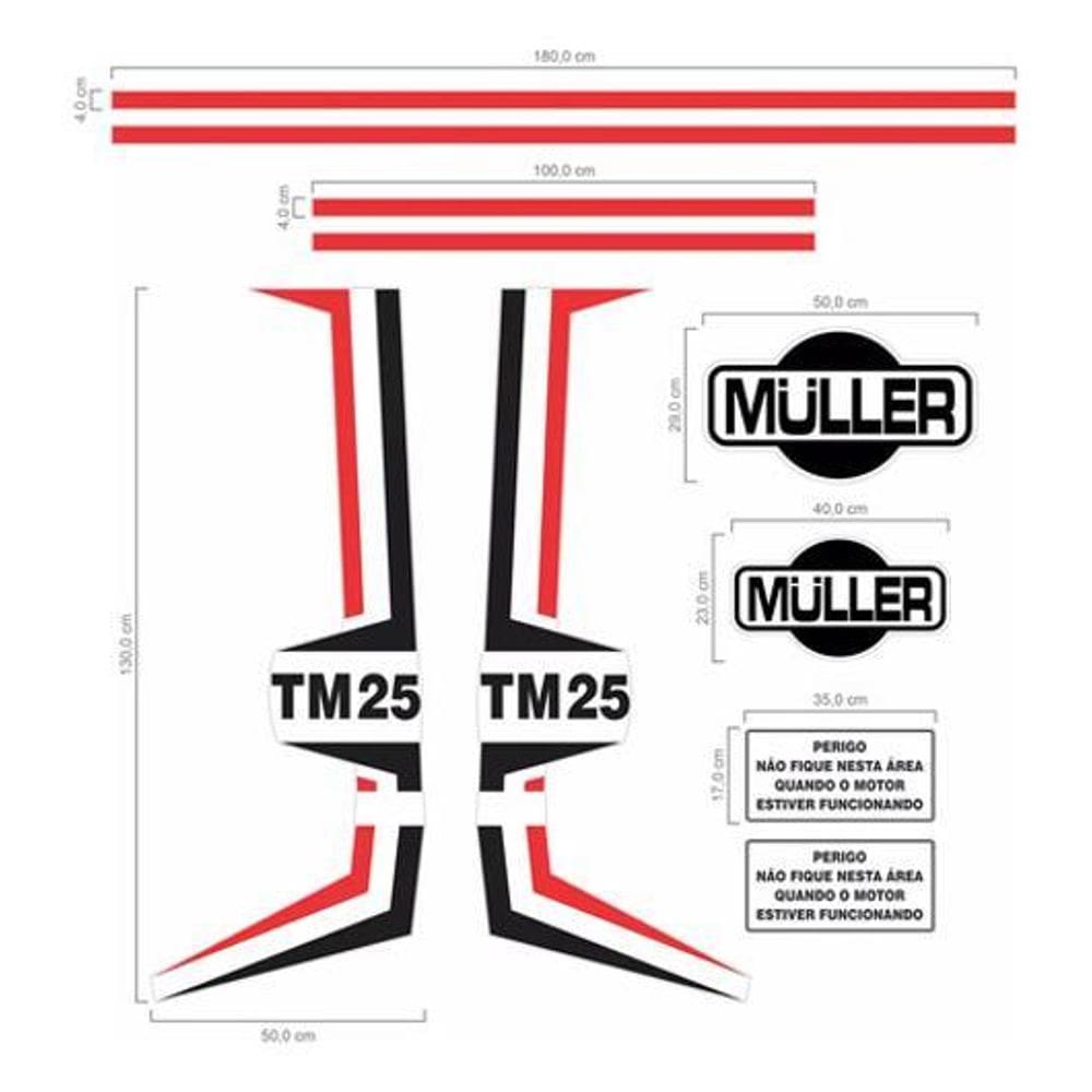 Kit Adesivos Faixas Adesivas Emblemas Trator Muller Tm25