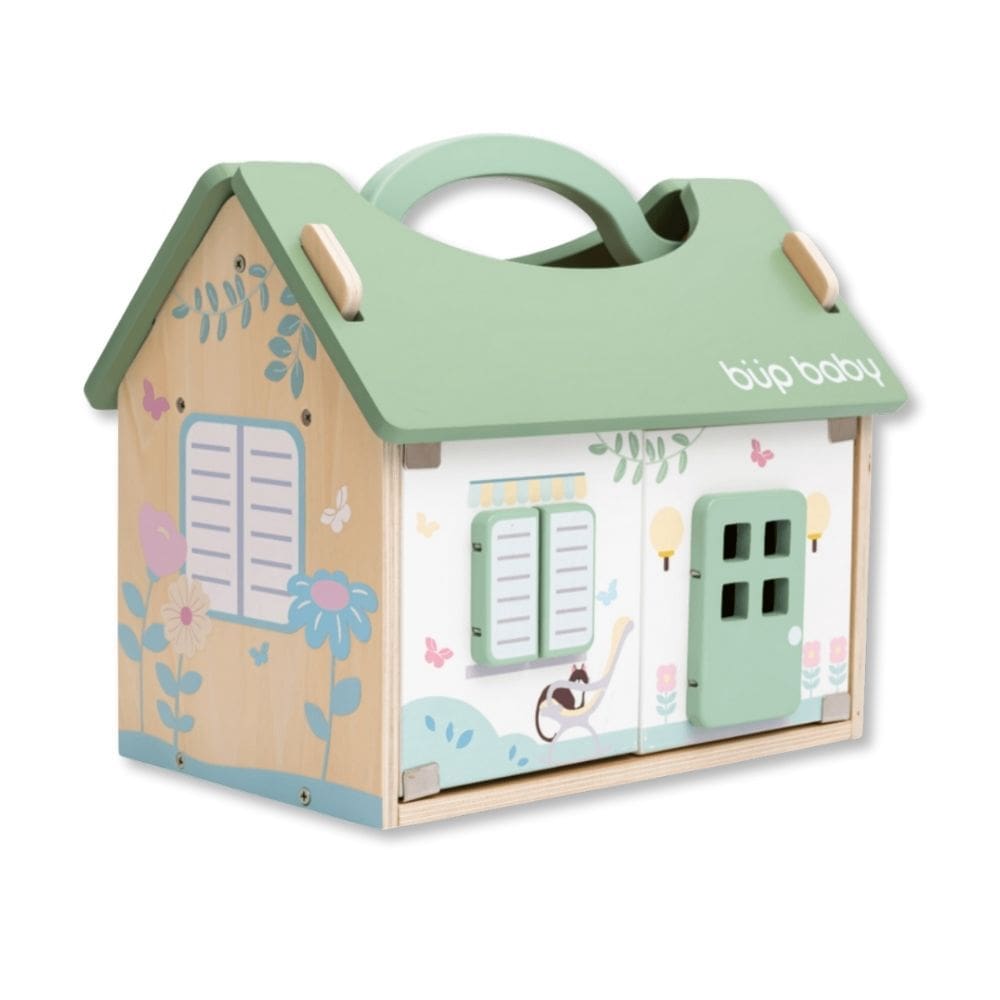 Brinquedo De Madeira Casinha De Bonecas Verde - Bup Baby
