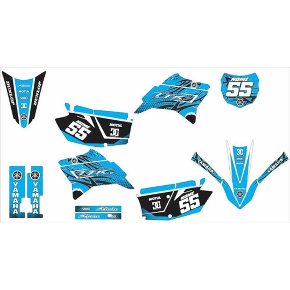 Kit Adesivo Moto Cross Trilha Ttr 230 Azul E Preto Lm168