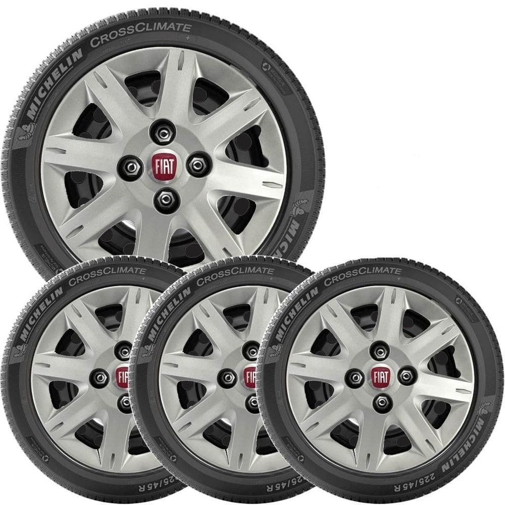 4X Calota Fiat Uno Way Palio Aro 13 Emblema  072Cb