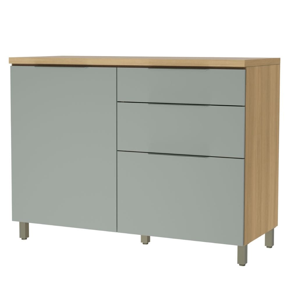 Balcão Gabinete de Cozinha 1,20m 1 Porta 3 Gavetas 100% Mdf Mariah