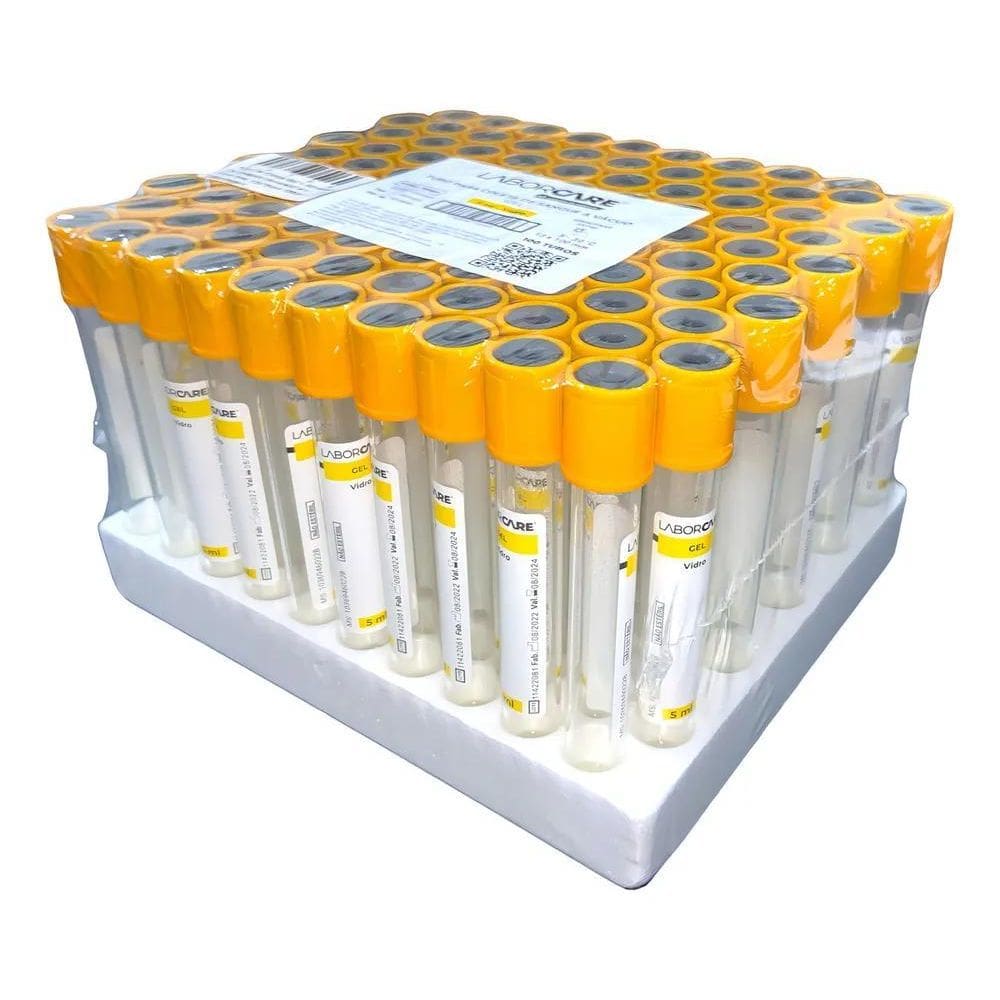 2X Tubo Coleta Sangue Tampa Amarela 5Ml Gel Separador 100Un