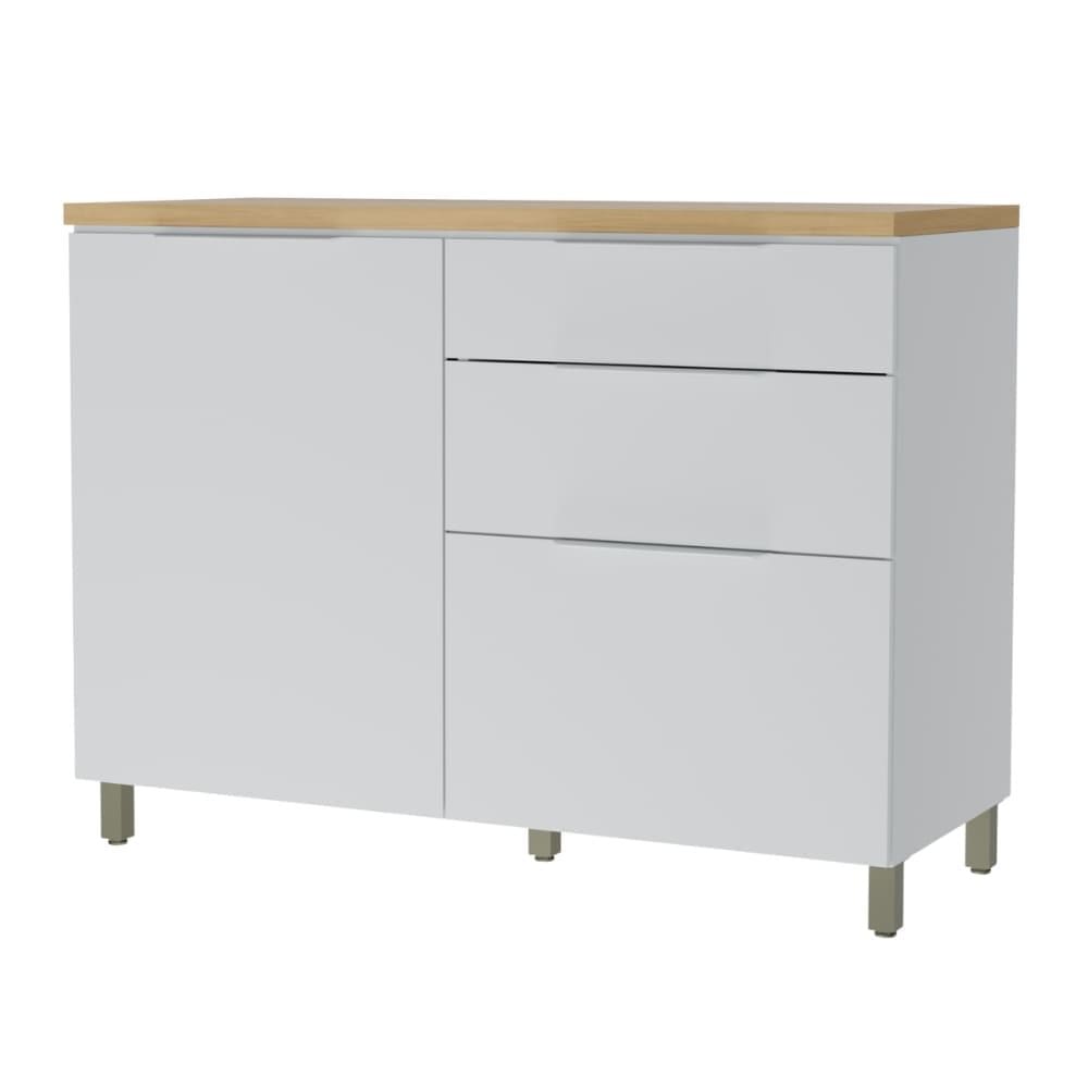 Balcão Gabinete de Cozinha 1,20m 1 Porta 3 Gavetas 100% Mdf Mariah