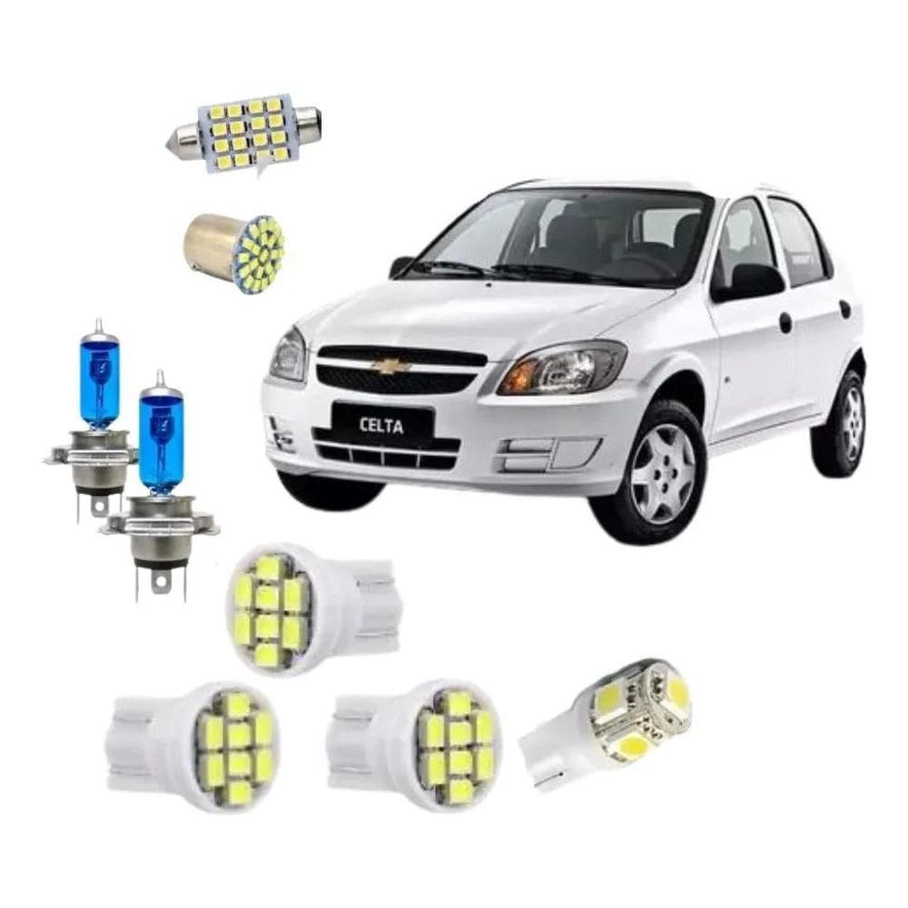 2X Kit Lampadas Led Celta + Super Branca 2006 - 2017 Techone