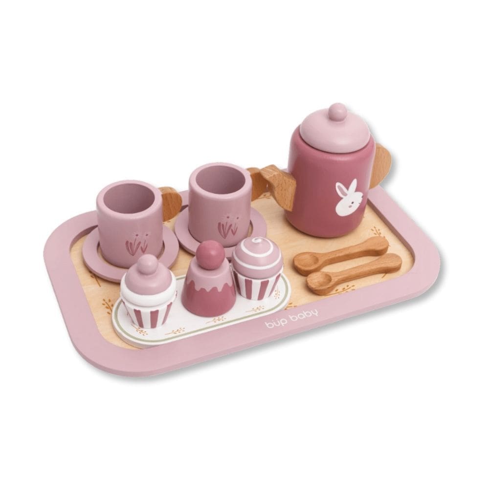 Brinquedo De Madeira Kit Cha Da Tarde Rosa - Bup Baby