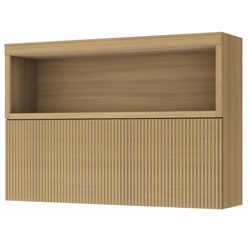 Armário Aéreo De Cozinha 1,20m Com Porta Basculante e Nicho 100% Mdf Mariah Madeirado Nesher