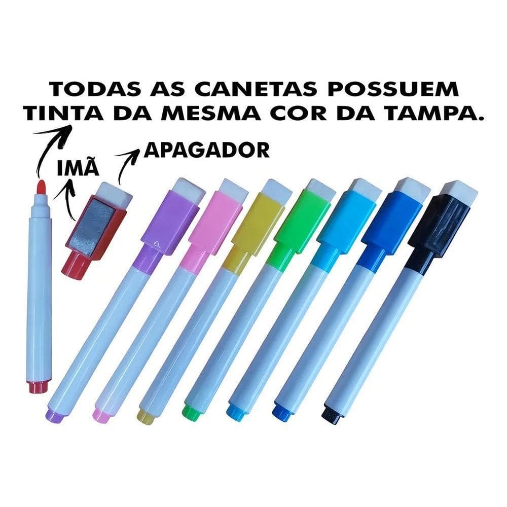2X Kit 8 Canetas Coloridas Para Quadro Branco Com Apagador I