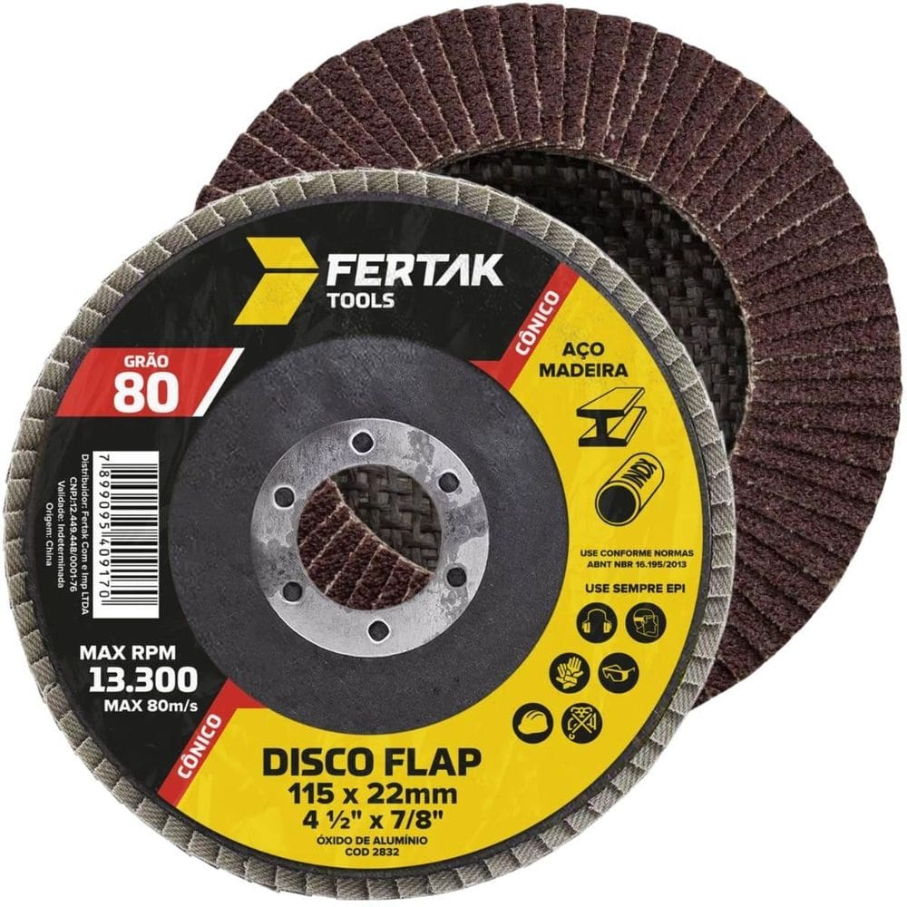 Disco Lixa Flap Cônico 115Mm Grão 80 Madeira Aço Desbaste