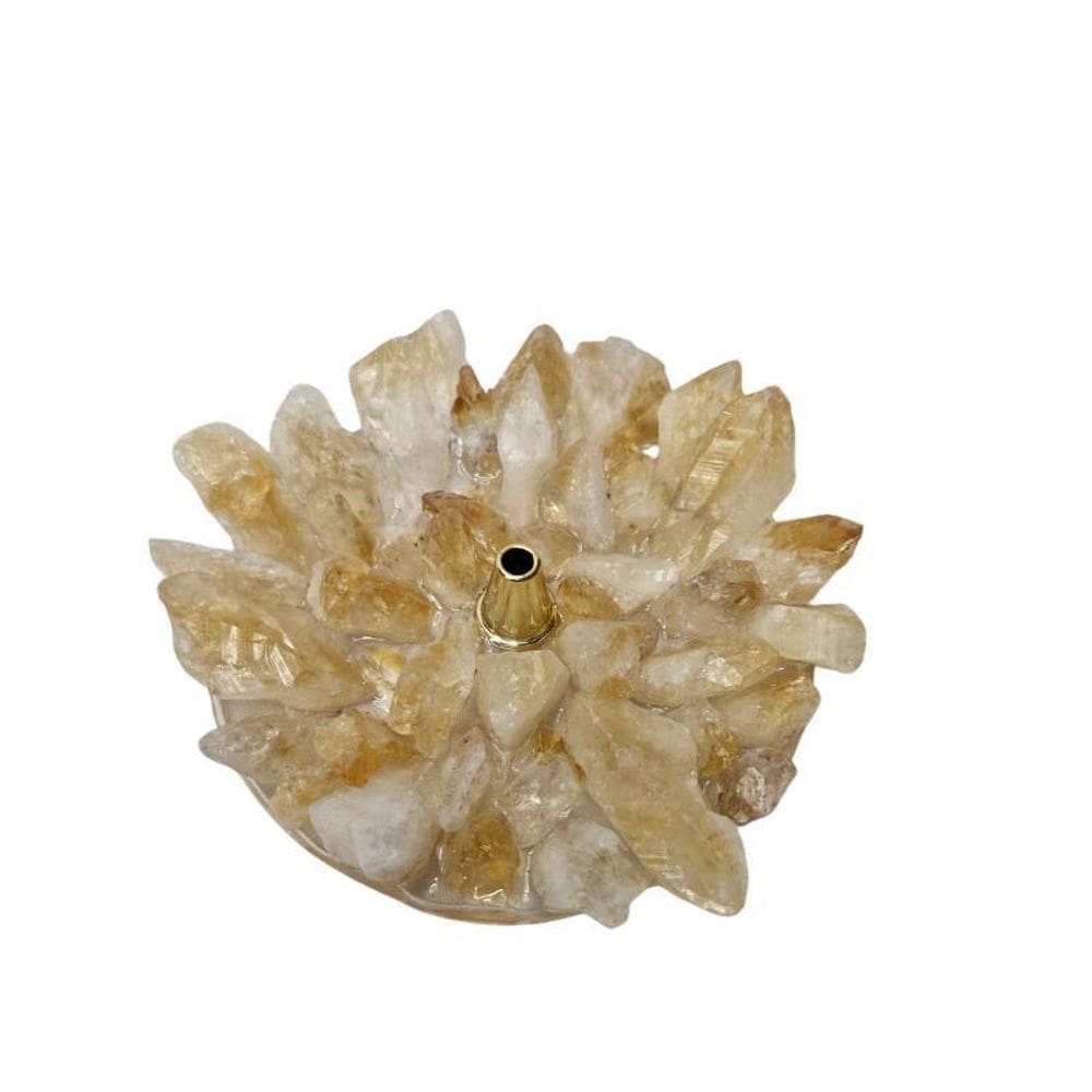 Incensário De Pedra Citrino Natural Presente E Decoração