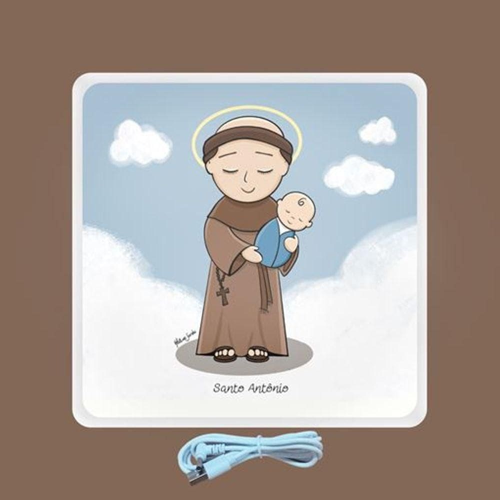 Mini Luminária Box Santo Antônio Usb
