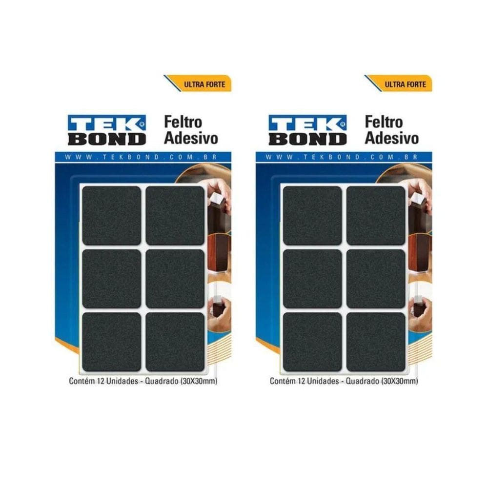 Protetor Feltro Adesivo Quadrado 30Mm Tek Bond C/24 Unid