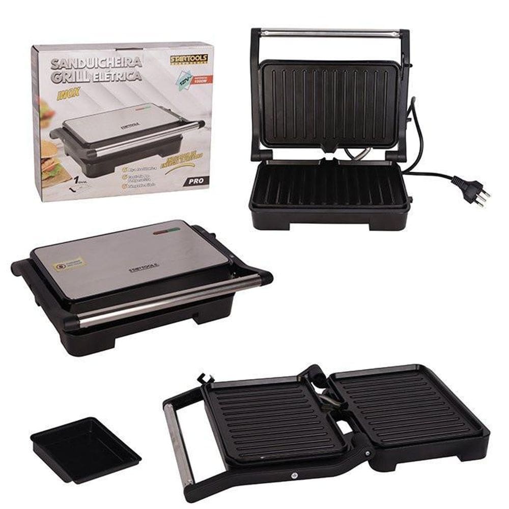 Sanduicheira Elétrica Grill 1000W 127V - Inox