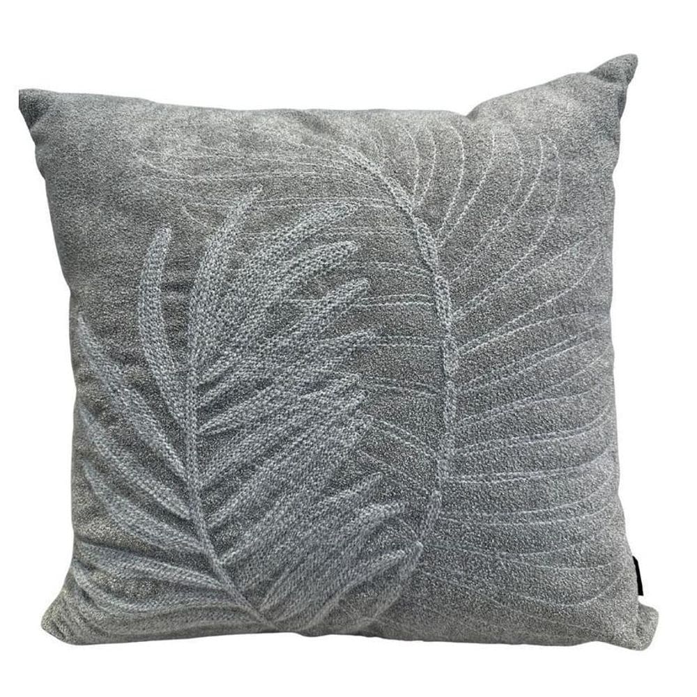 Alm Boulce Cinza 52X52 Bordado Rami Folhas Cinza