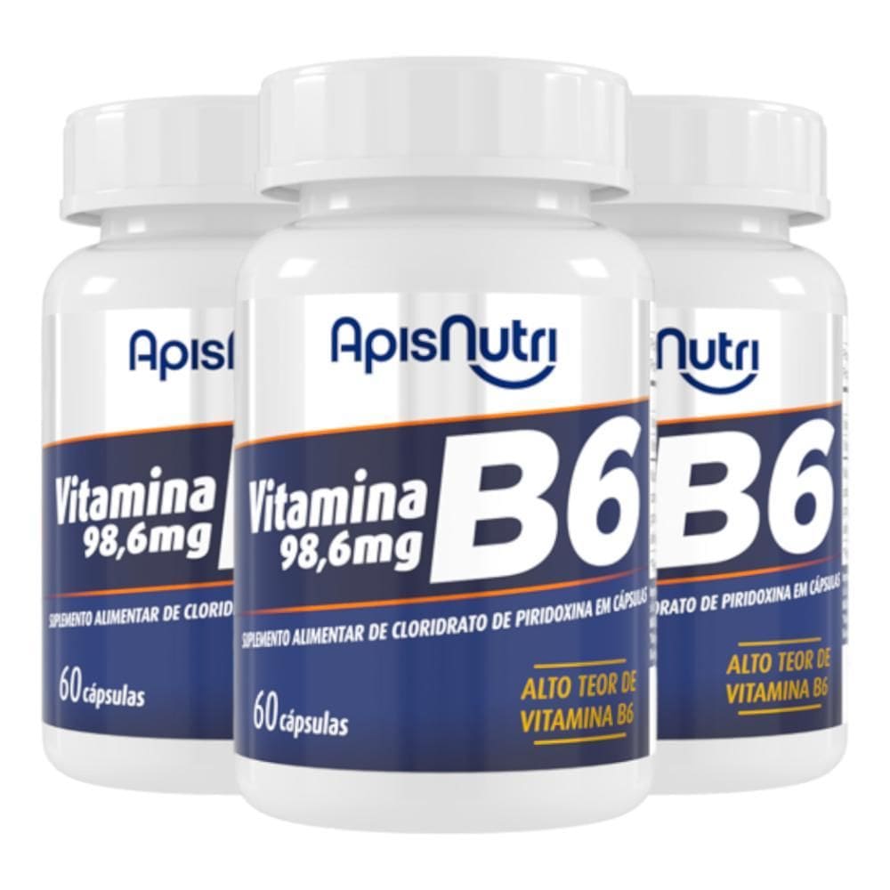 Kit 3 Vitamina B6 Apisnutri 60 Cápsulas