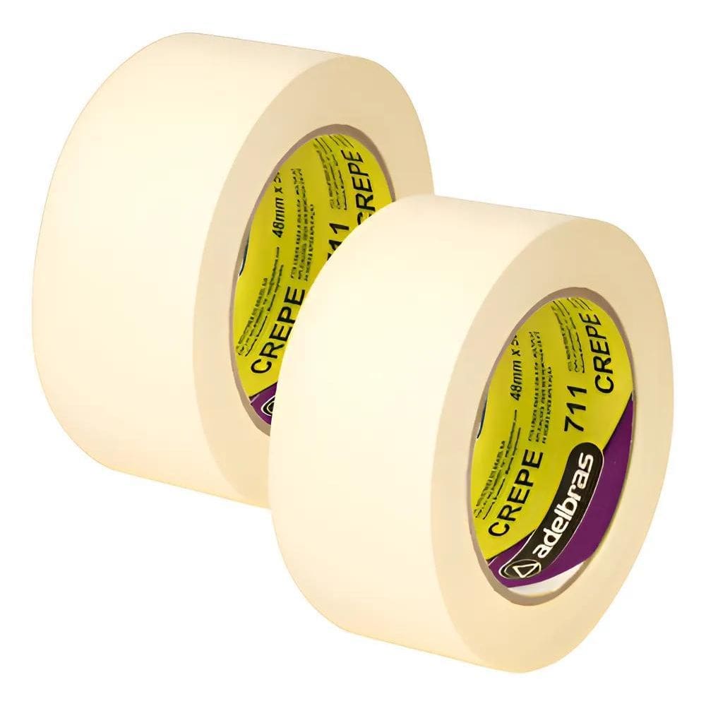 2X Kit 2 Fitas Crepe Larga Grossa 48Mm Branca