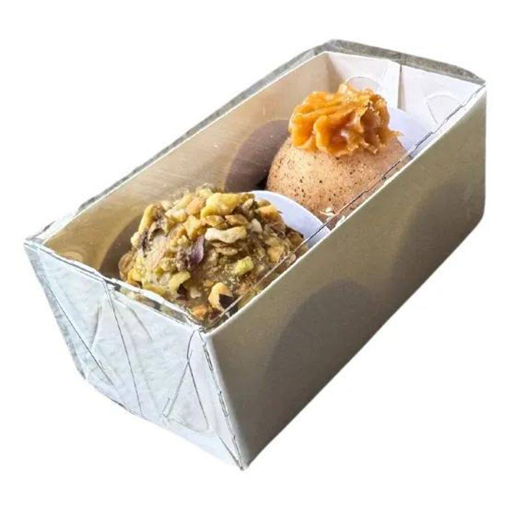 2X 50 Caixas Branca Para 2 Doces Brigadeiro Gourmet Com Tamp