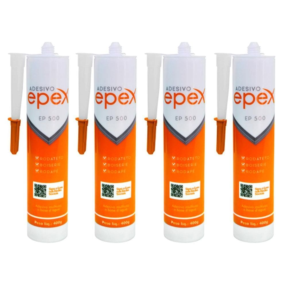 Kit 4 Cola Adesivo Ep500 Rodateto Rodapé Boiserie 400G Epex