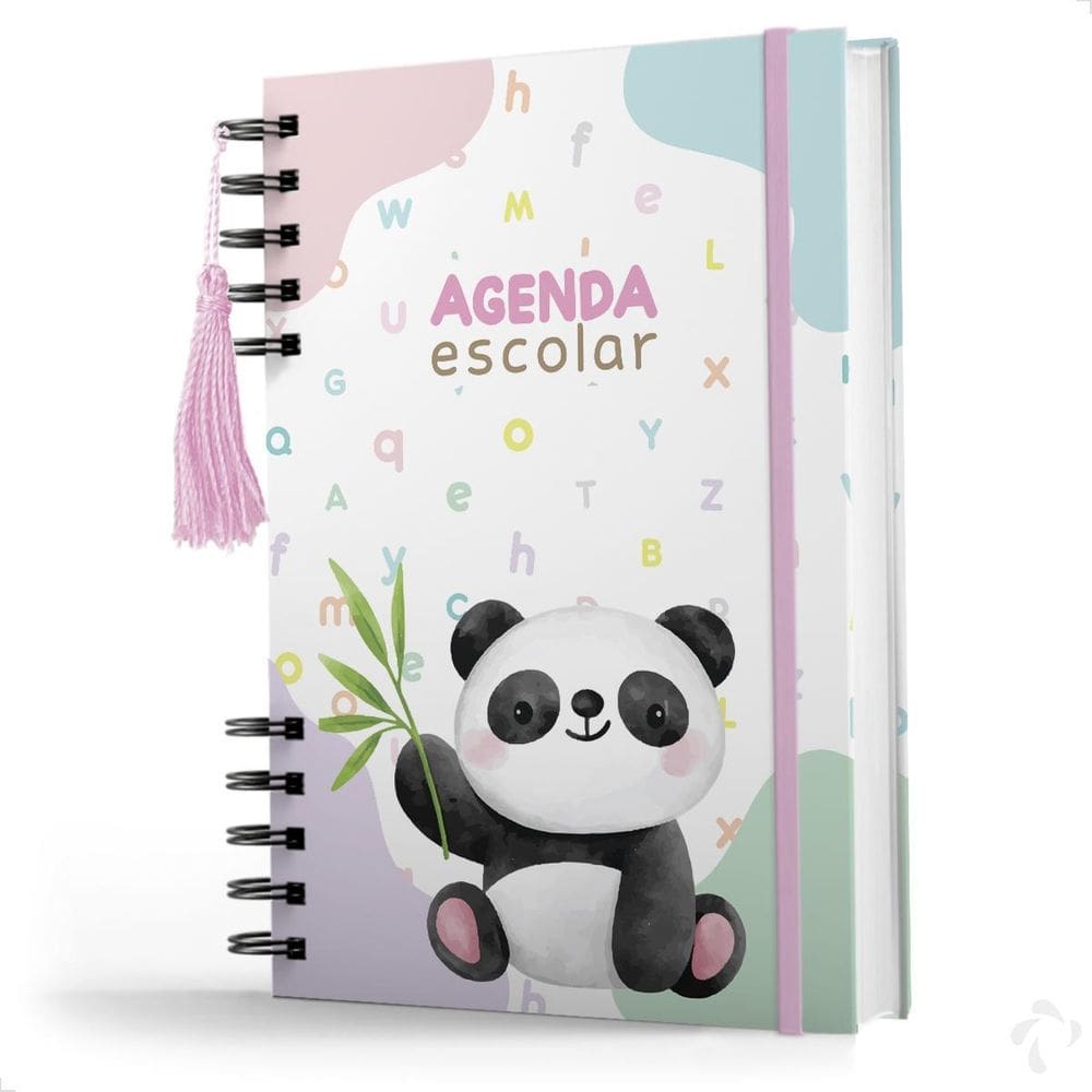 Agenda Creche Infantil Capa Dura Cuidado Diário Menina Panda