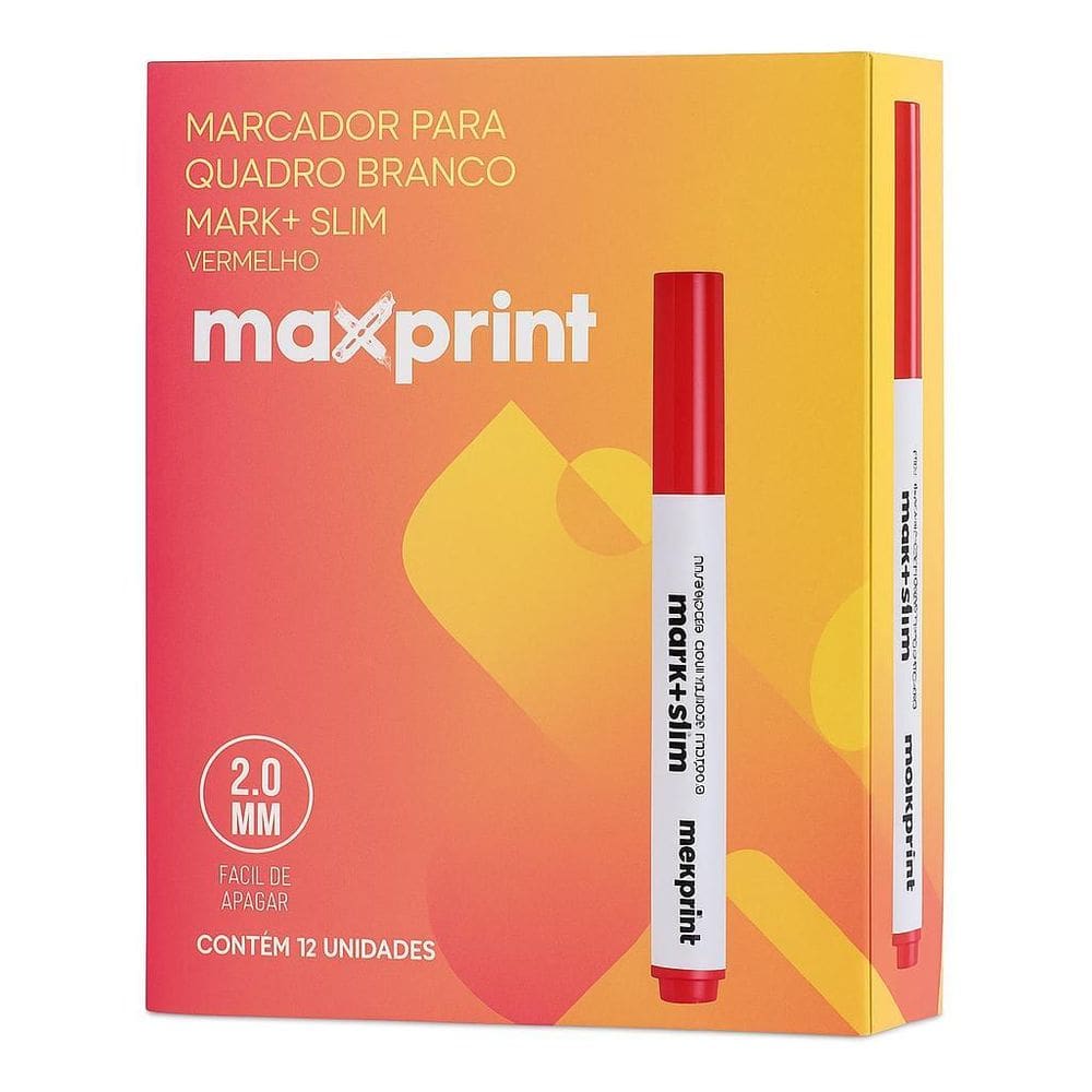 Marcador Quadro Branco Vermelho Mark Slim Maxprint- Cx12