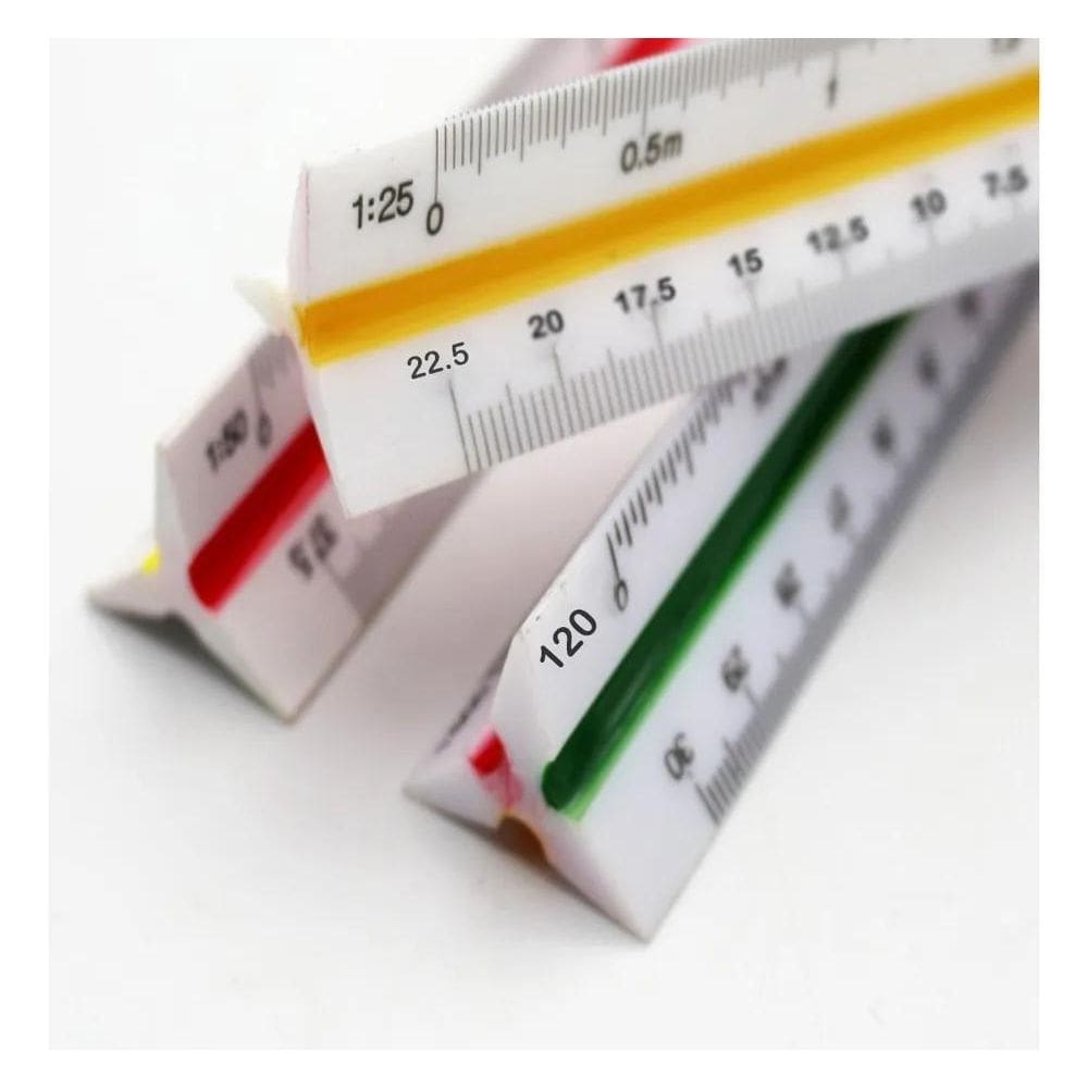 2X Escalimetro Régua Triangular Plástico 30Cm Escalas N 1