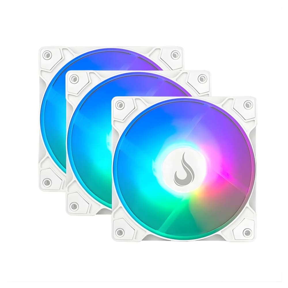 Kit 3 Fans Rise Mode X Led Rainbow 120mm Molex Branco - RM-XLD-02-RBW