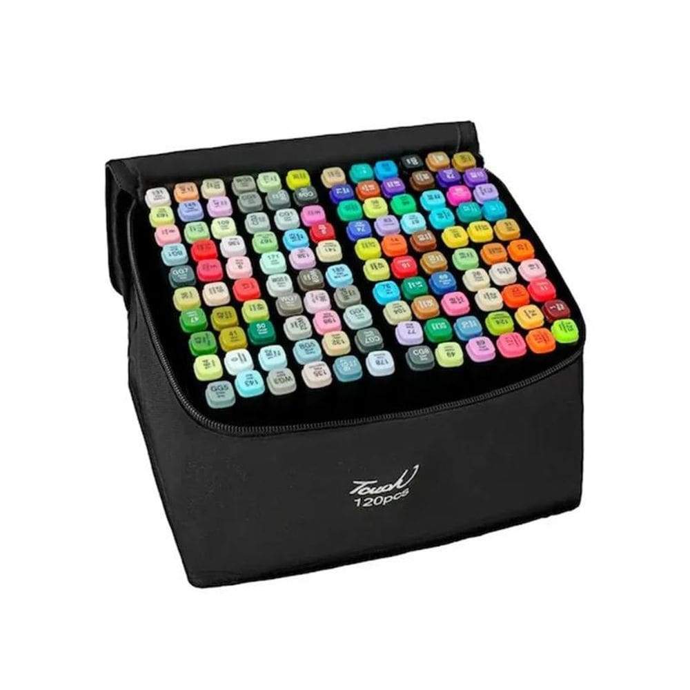 Estojo 120 Canetinhas Touch Coloridas