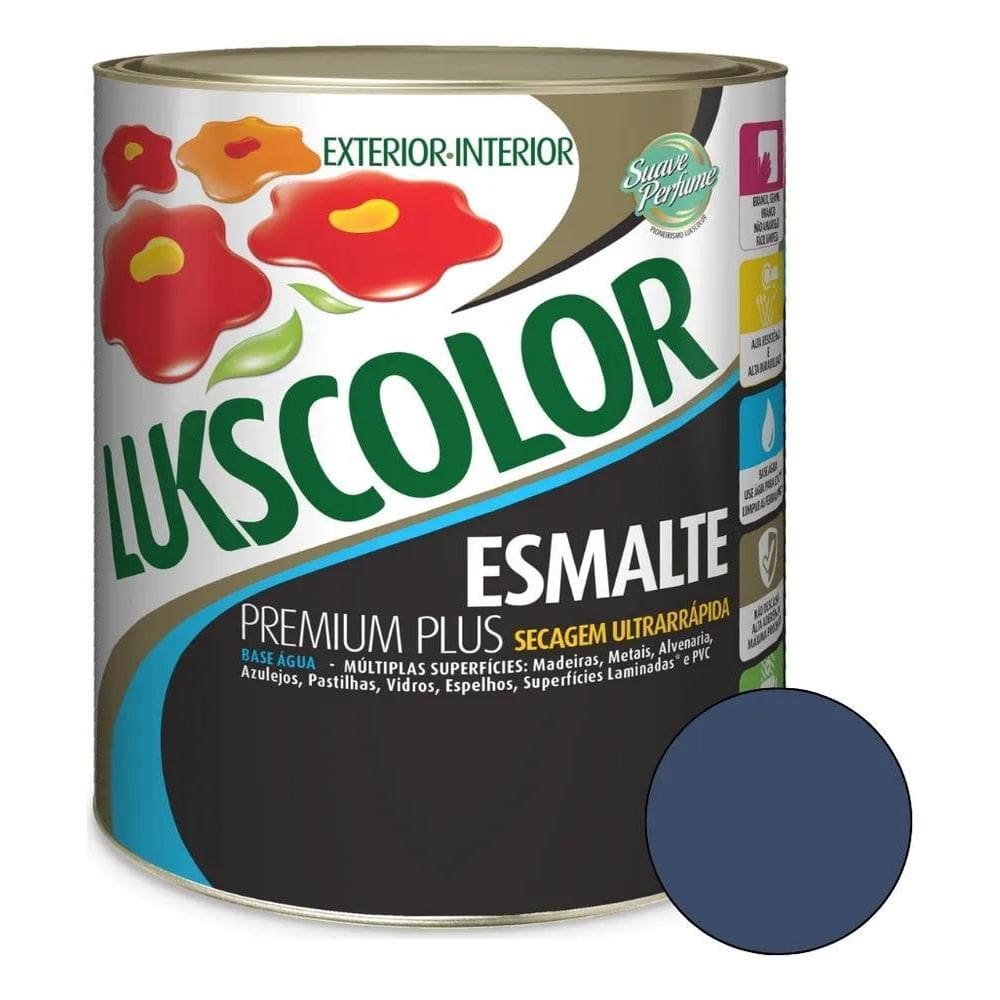 2X Lukscolor Tinta Esmalte Base Água 900Ml Cor Azul Del Rey
