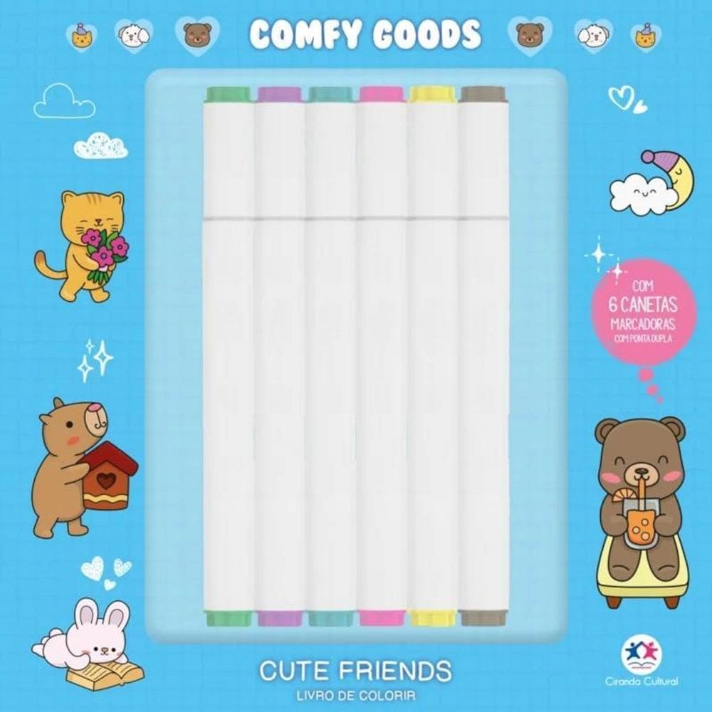 Livro De Colorir Cute Friends - Com 6 Canetinhas