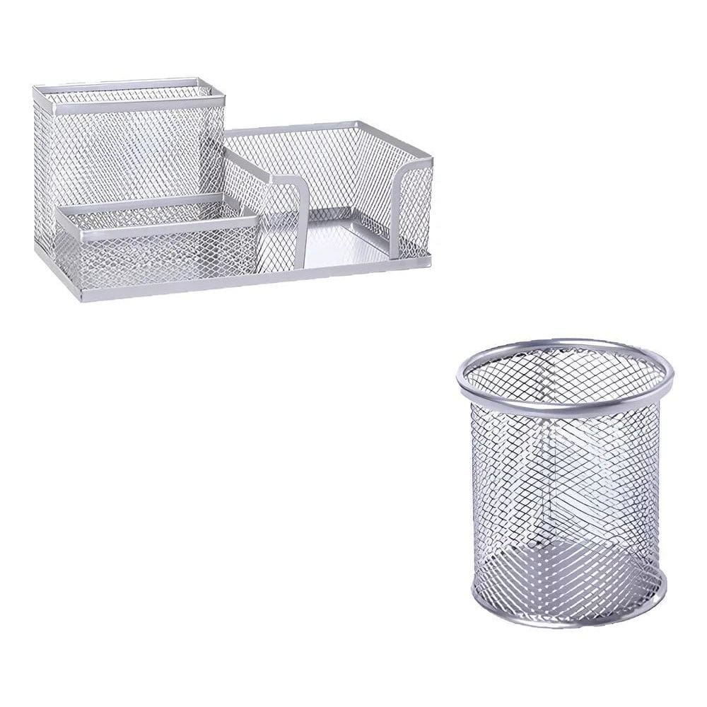 2X Kit Porta Caneta + Porta Treco Organizador Mesa Escritóri