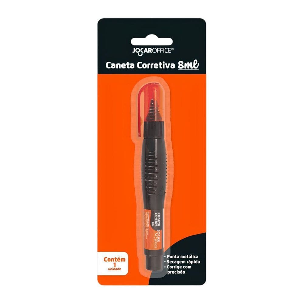 Kit 12 Canetas Corretiva Ponta Fina Escolar Jocar Office 8Ml