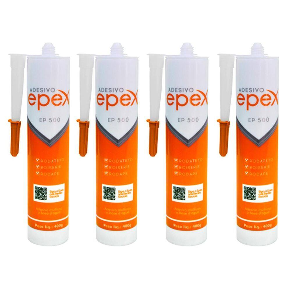 Kit 4 Cola Adesivo Ep500 Rodateto Rodapé Boiserie 400G Epex