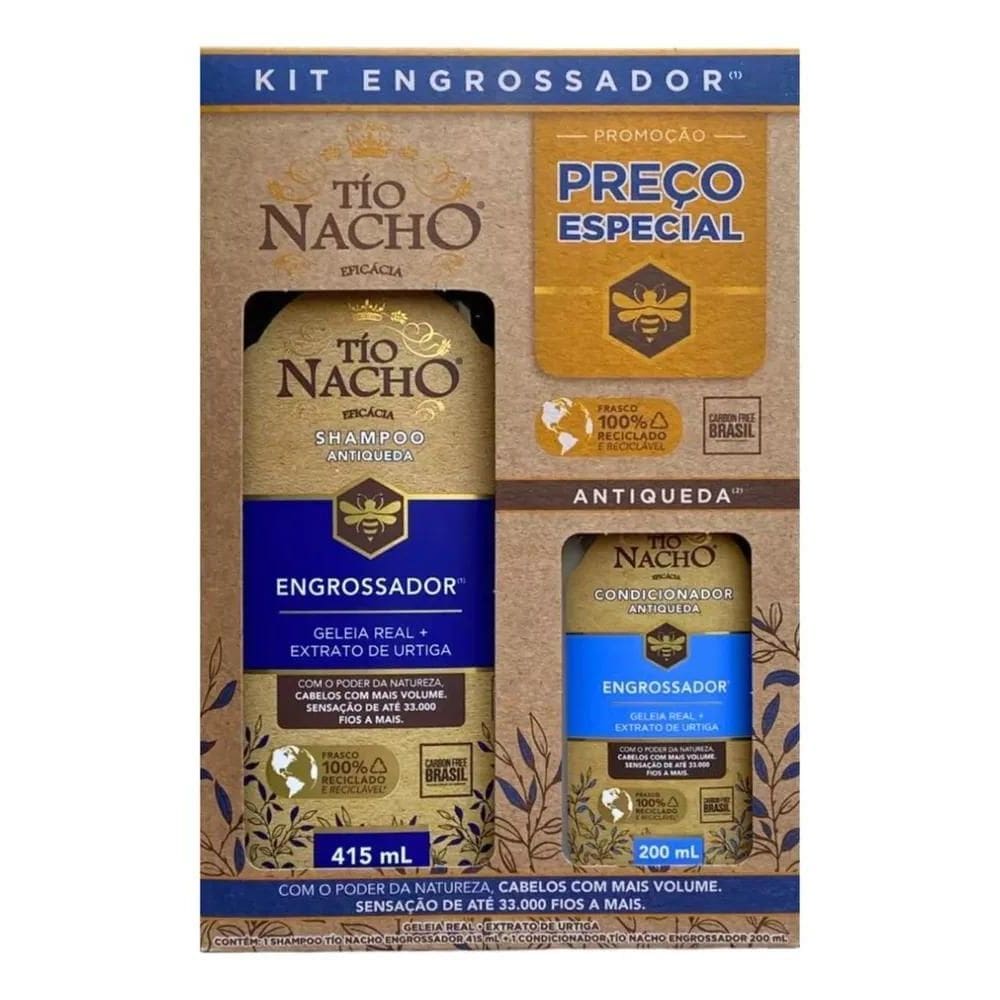 2X Kit Tio Nacho Engrossador Aumenta Fios Evita Queda D Cabe