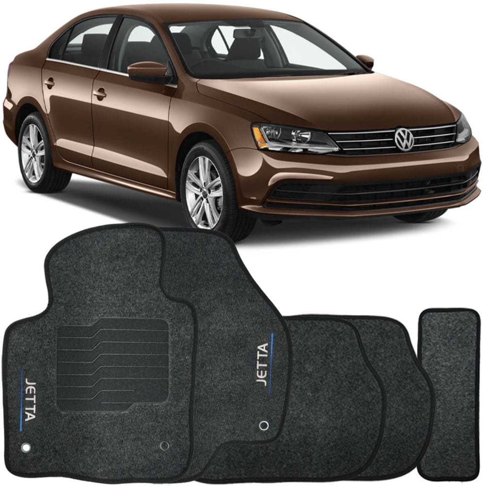 Jogo de Tapete Automotivo Carpete Volkswagen Vw Jetta 2011 à 2018 Soft Logo Bordado 5 Peças