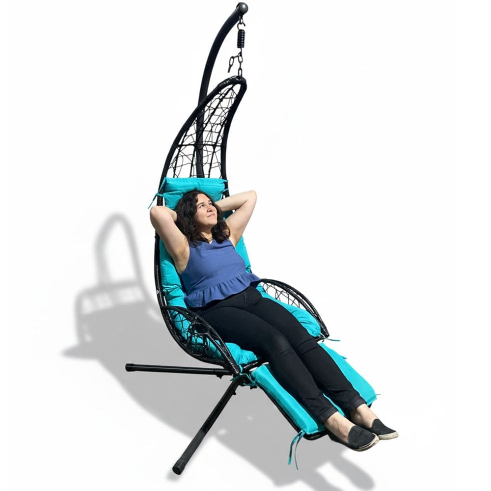 Cadeira Espreguiçadeira Balanço Meia Lua Piscina Jardim Varanda Pesca Camping Verao Sol Acolchoado Suporte Garrafa