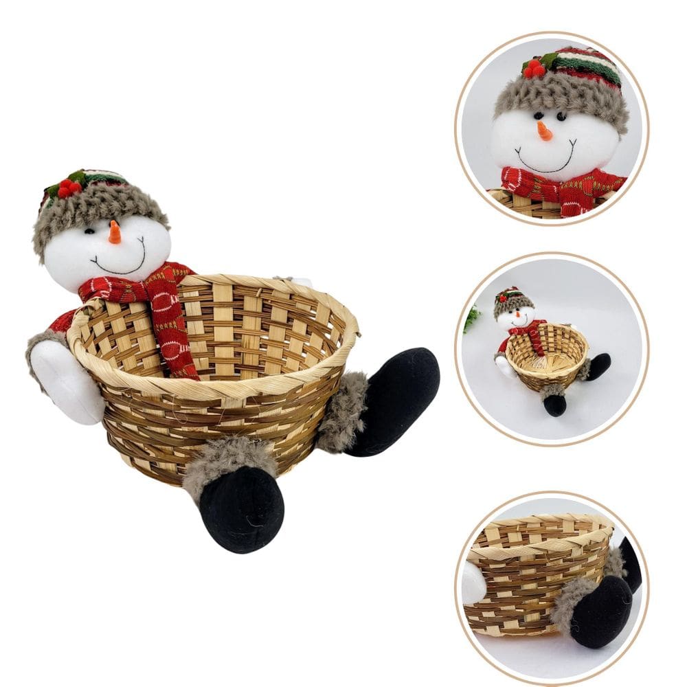Cesta Petisco Boneco Neve Cestinha Mesa Posta Natal Cesto