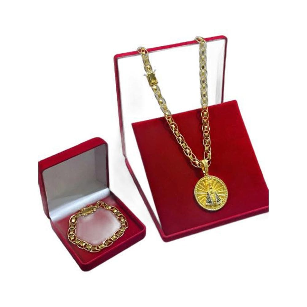 Kit Matrix 10Mm + Pingente Santa Raiada Banhado A Ouro 18K