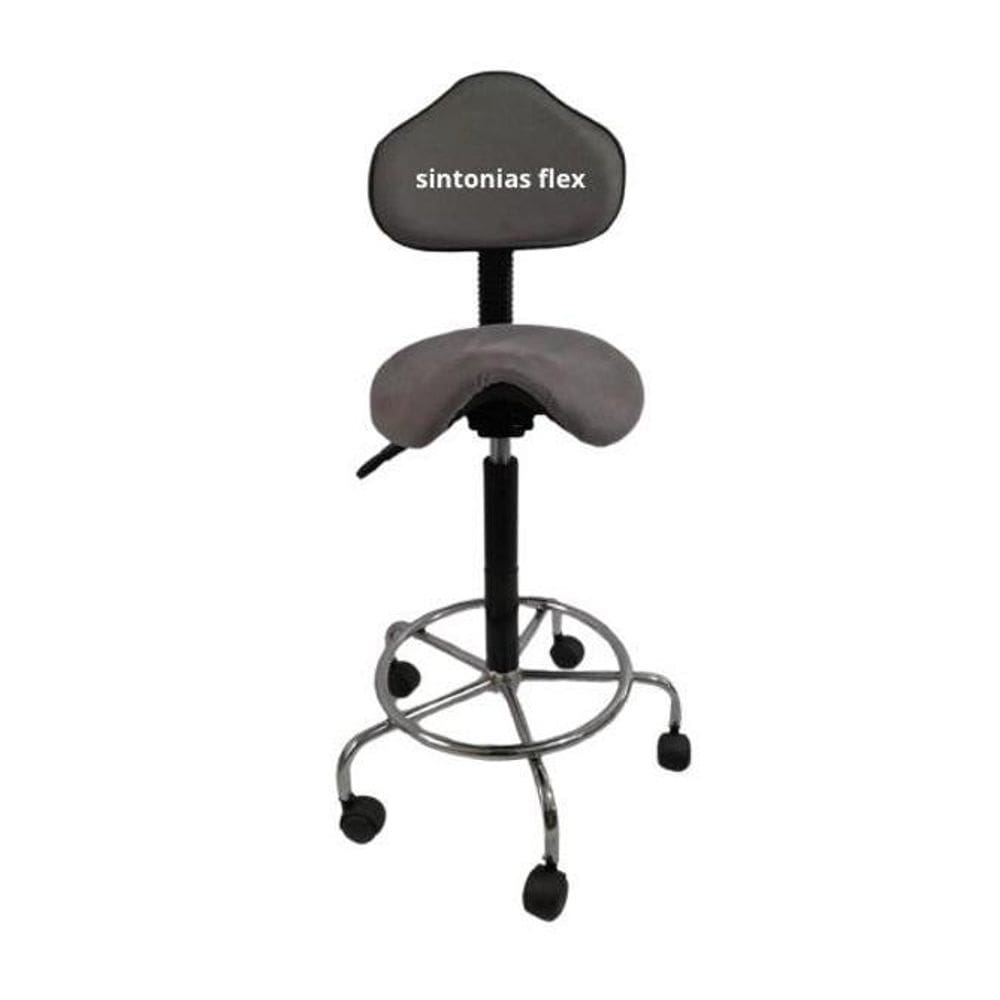 Cadeira Mocho Sela Alta 65 Min. 75 Max. Cromada Suede Cinza