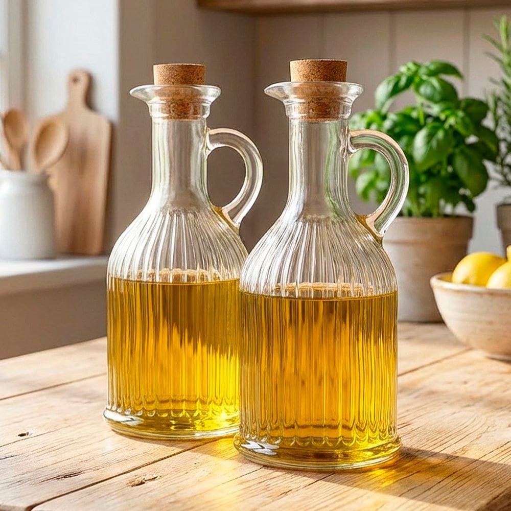 Garrafa Óleo Azeite Vidro Com Tampa Rolha De 350ml Kit 8pçs