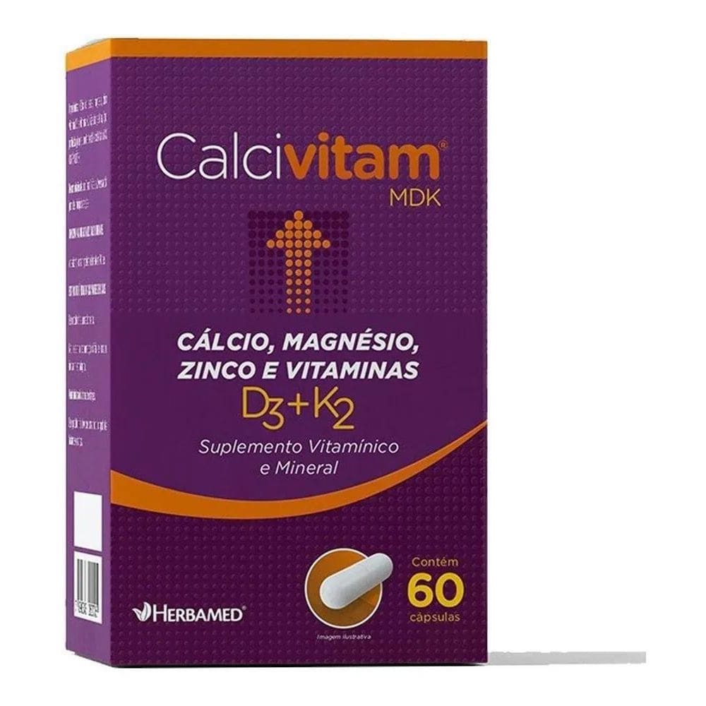 2X Calcivitam 600Mg 60 Cápsulas - Herbamed Sabor Sem Sabor