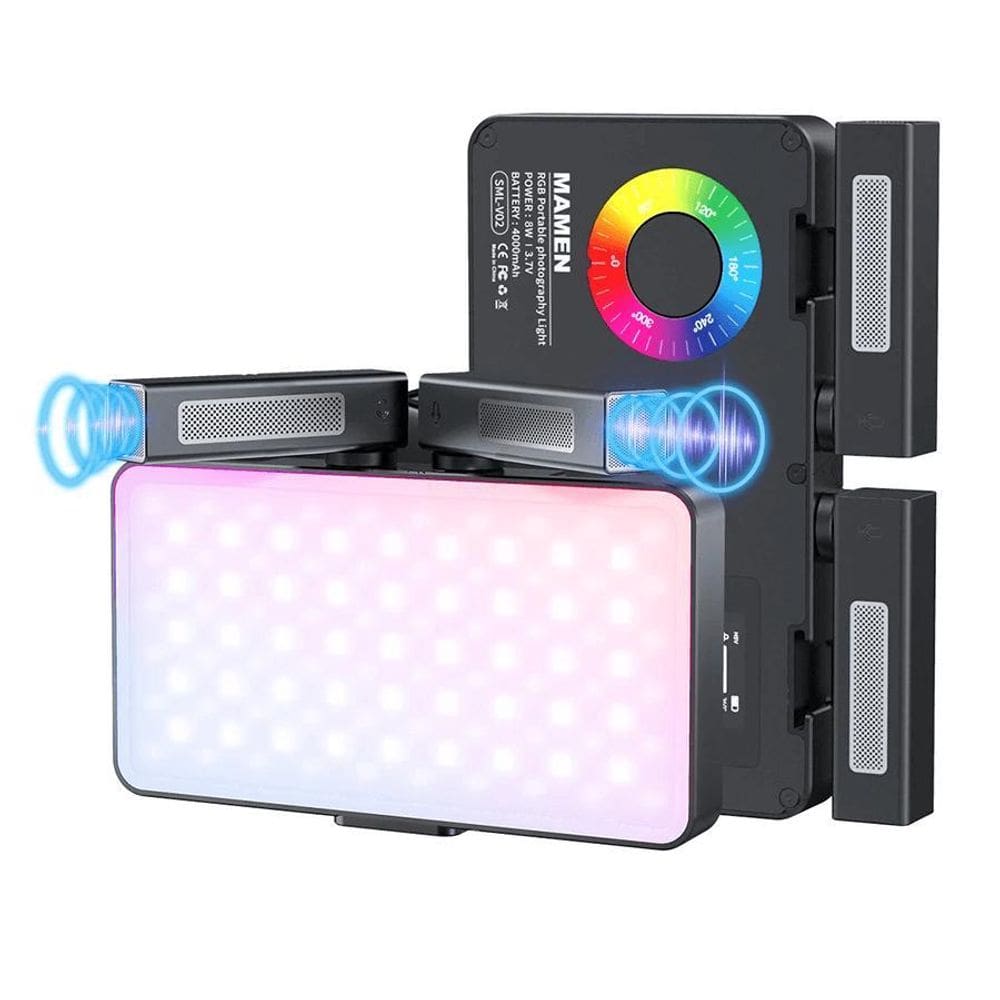 Iluminador Led Mamen Sml-V02 Painel Rgb Bicolor 8W Microfone