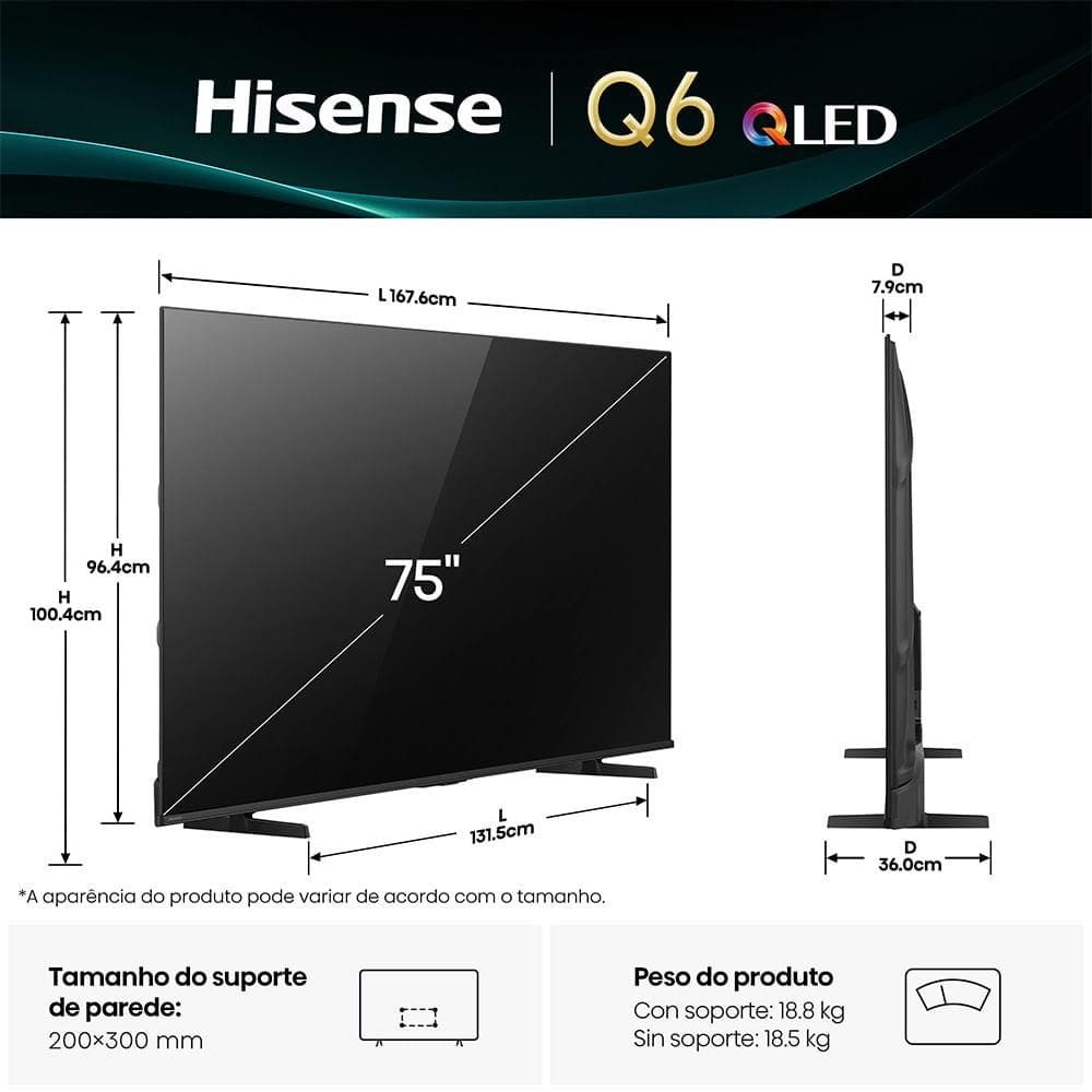 2021年式 75インチ TV Hisense 75A65G Smart TV Hisense QLED 4K UHD 75