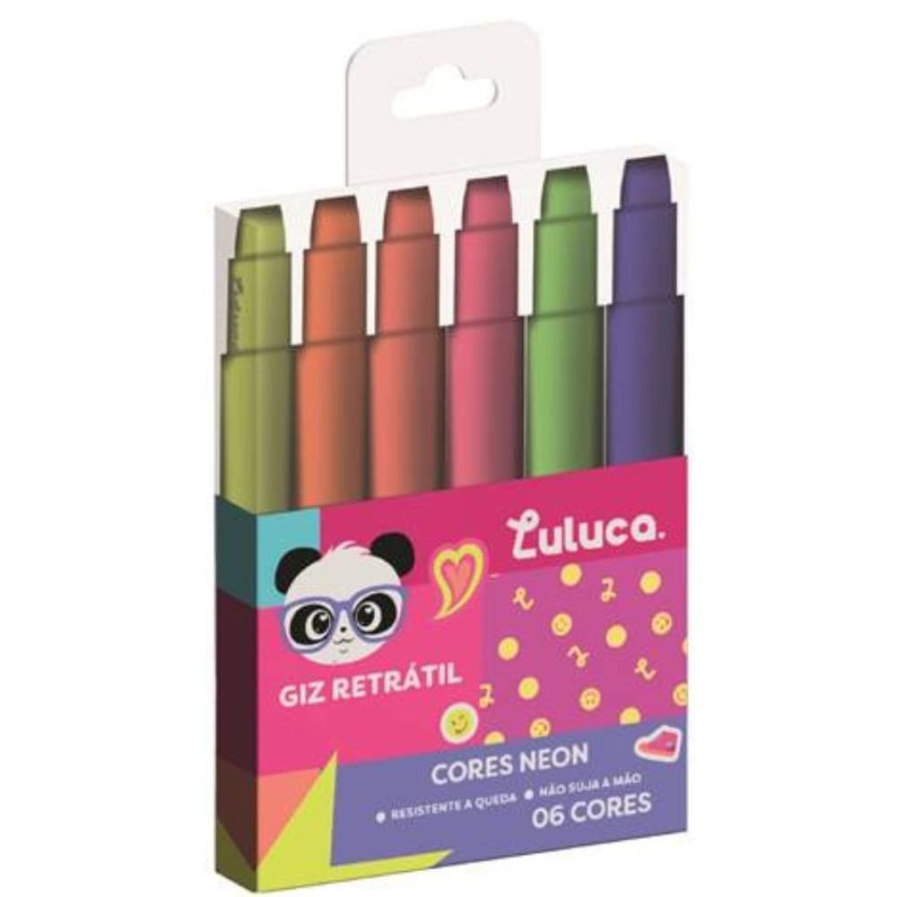 Kit Giz Retrátil 06 Cores Neon Luluca Sky Paper