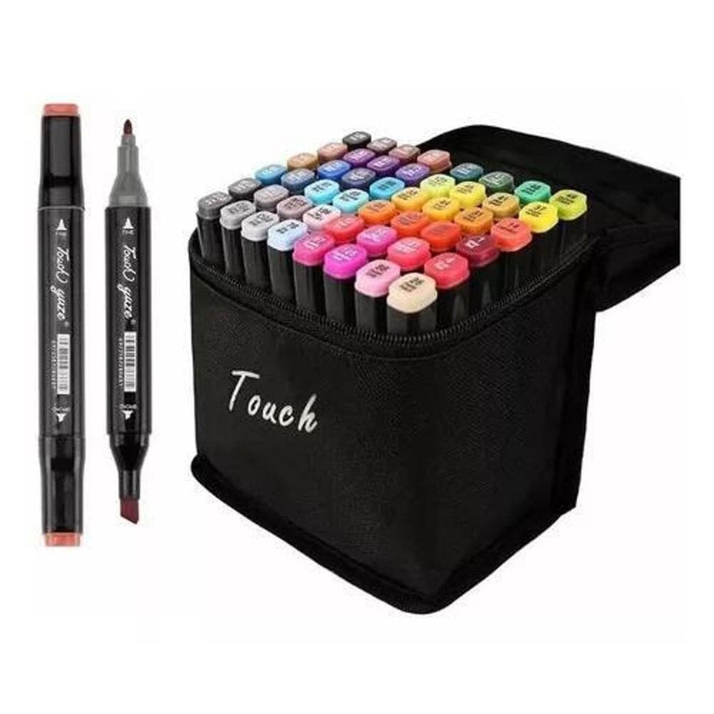 Caneta Marcadora Ponta Dupla Oleosa Artística 60 Cores Bolsa