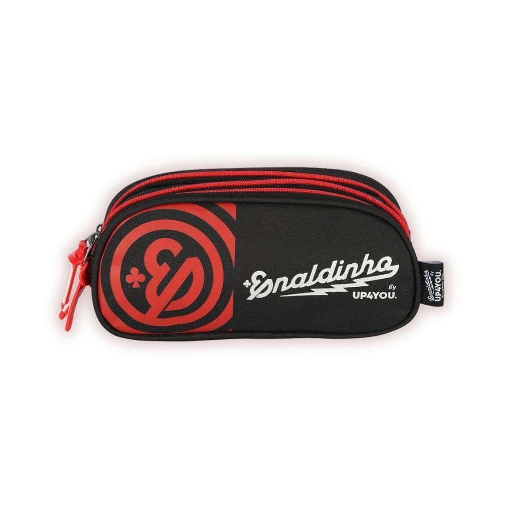 Estojo Enaldinho Triplo Escolar Meninos Youtuber Vermelho
