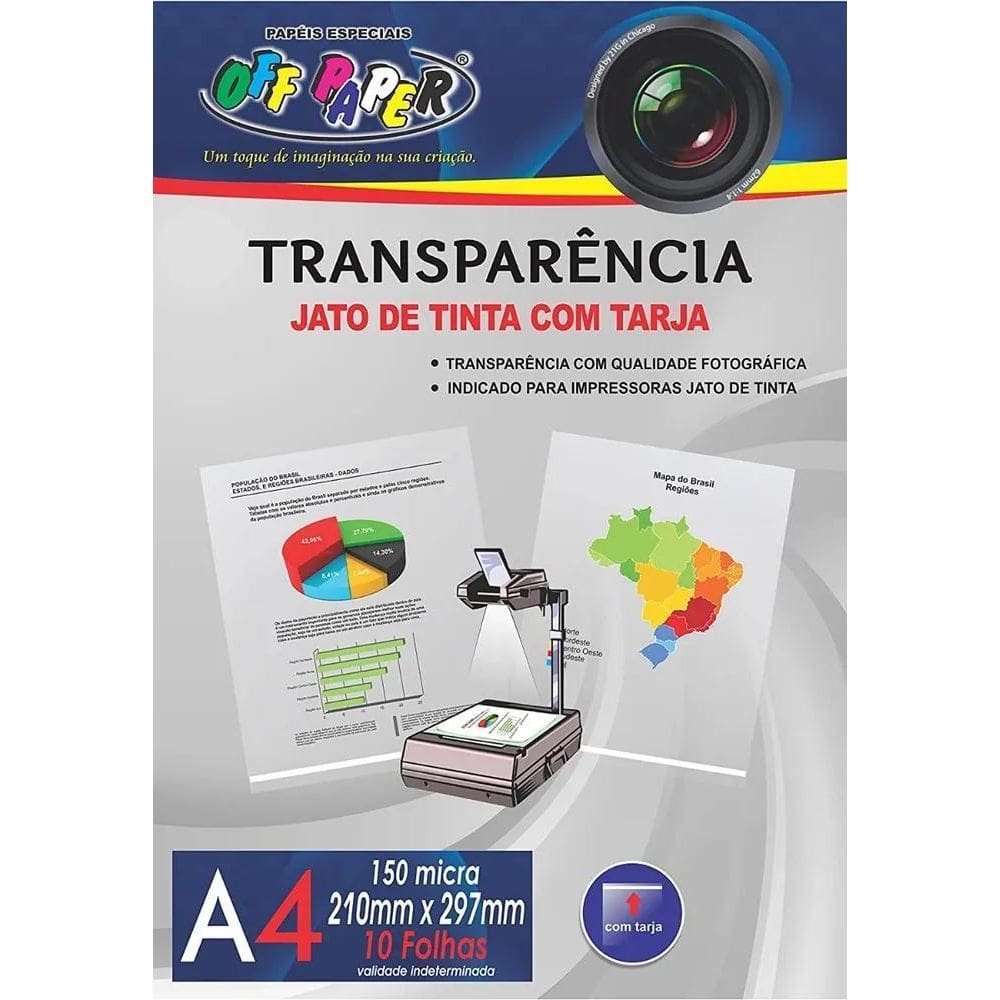 2X Transparência A4 Com Tarja 150 Micra Off Paper 10 Folhas