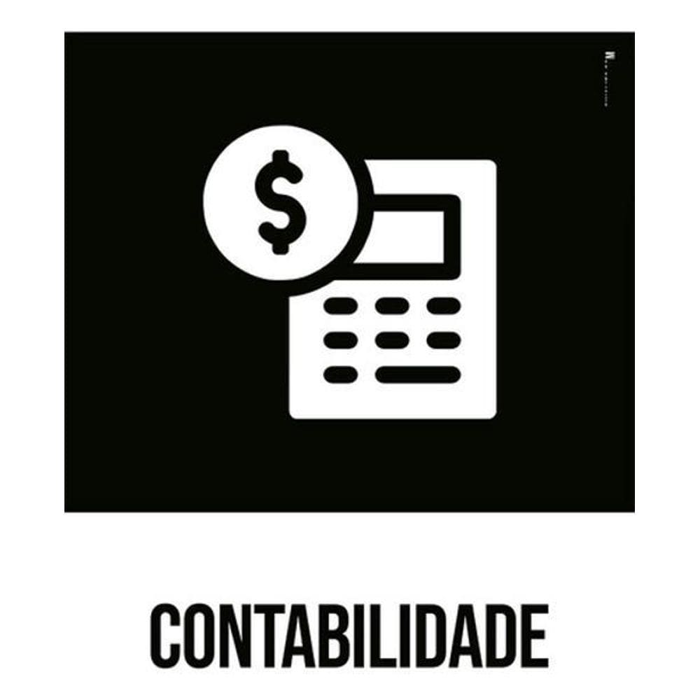 Placa Sinalização - Contabilidade Ícone Preto 36X46